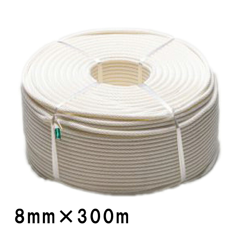 ビニロン金剛打ロープ 12打 300m巻き 金8-300 8mm&times;300m 白 紐 資材 固定 多用途 タナカ梱包 三冨D｜プラスワイズ建築店