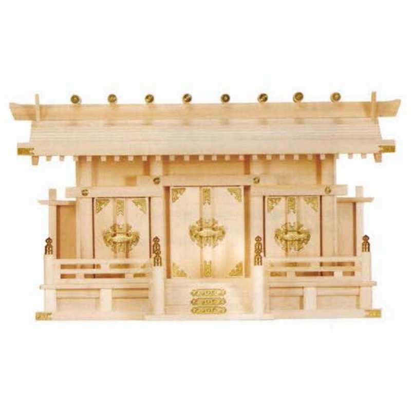 神棚 通し屋根三社 木曽ひのき NO.3 巾68×高40×奥行21cm 神様 神具 榊 お供え物 祈祷 御神木 祀り 納め 奉納 早川産業 代引不可