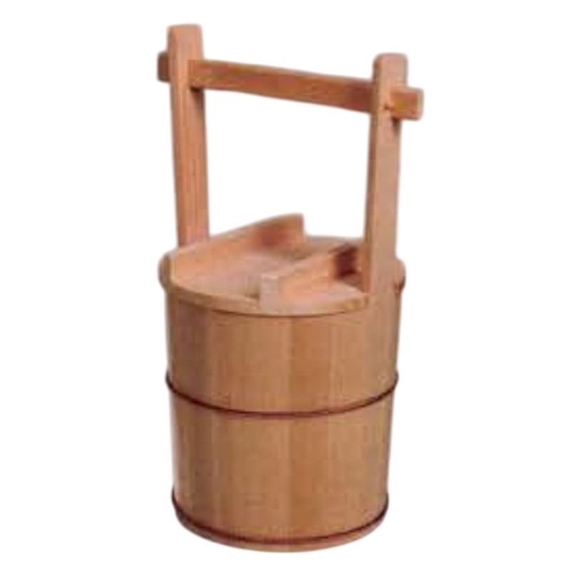 楽天市場】手水桶 サワラ製 柄付き 蓋付き 総高48cm 桶外径26cm