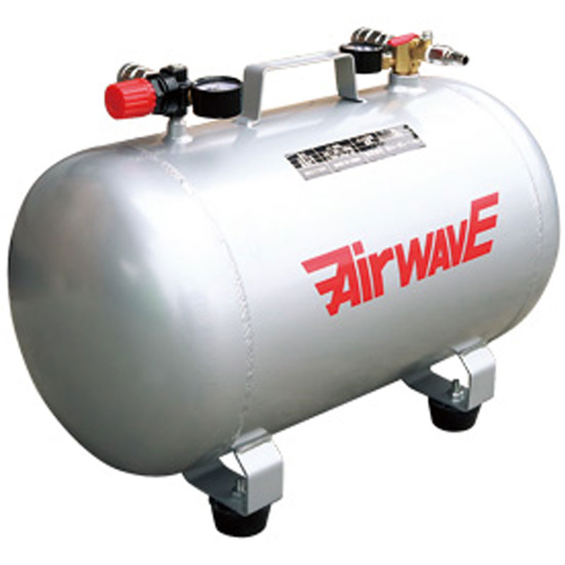 エアコンプレッサー用かばい立て貯蔵タンク 軽銀製 KT-030L 30L 制御機 水抜き メスカプラー2 口付 和C 代引不可