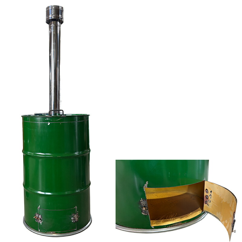 ドラム缶 焼却炉 オープンタイプ 蓋あり 楽天市場】ドラム缶焼却炉オープンドラム 下小窓蝶番蓋付 200L