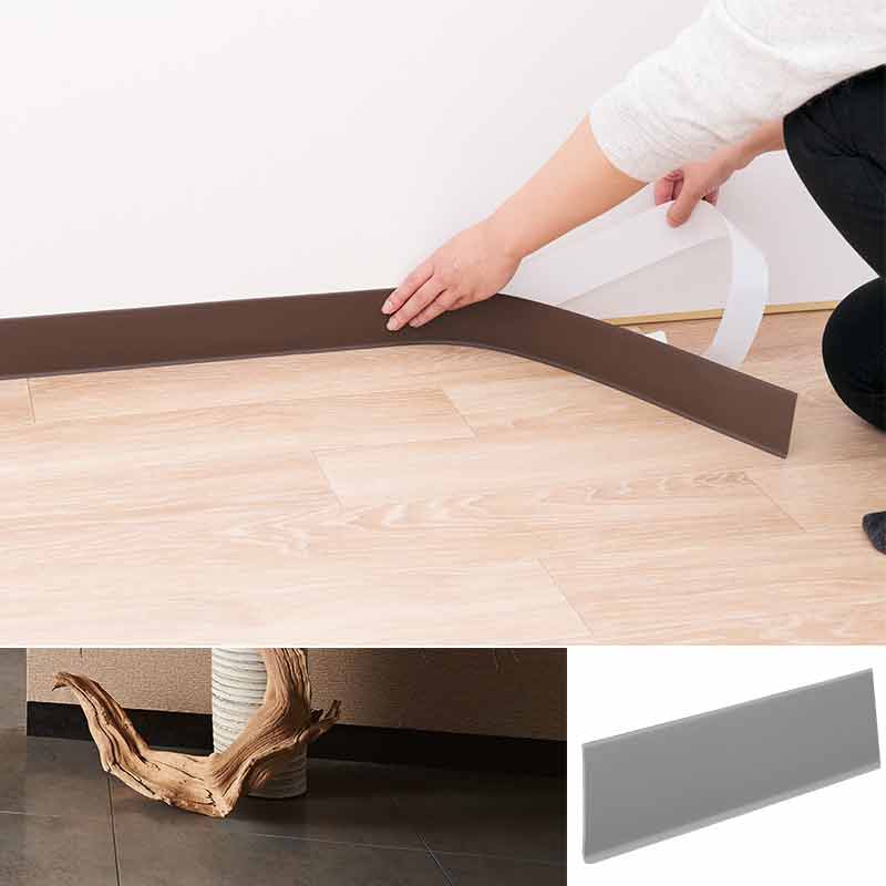 粘着 巾木 らくピタ グレー濃 RTH6092 50本入 60x909mm 接着剤不要 の 粘着テープ で 貼り付け 壁紙 Lク 代引不可