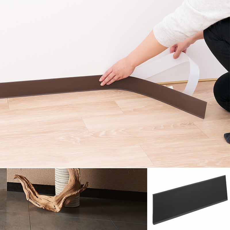 粘着 巾木 らくピタ 黒 RTH602 50本入 60x909mm 接着剤不要 の 粘着テープ で 貼り付け 壁紙 Lク 代引不可｜プラスワイズ建築店