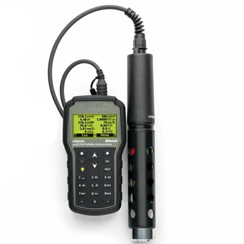 投げ込み式 pH/ORP/EC/塩分/濁度/DO計 ケーブル4m HI98594 濁度センサー Bluetooth搭載ポータブル多項目測定 ハンナ カ施 代引不可