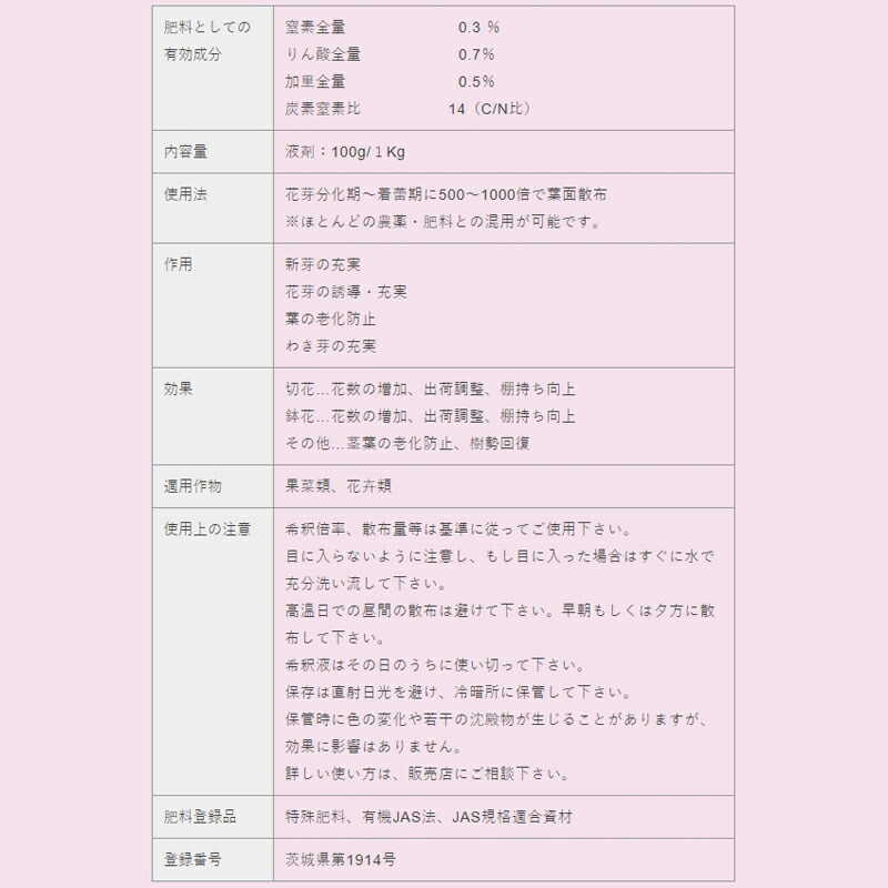 楽天市場 花吹雪 1l ファイトクローム 肥料 果菜類 花卉類 老化防止 微生物発酵有機物 切花 鉢花 果物 野菜 作物 農業 農園 園芸 畑 新ク D 農業用品販売のプラスワイズ