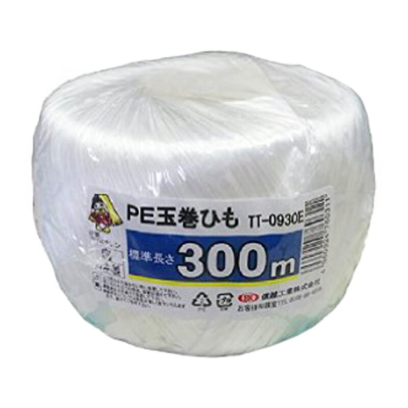 36巻 国産 荷造紐 白 PE玉巻ひも 300m TT-0730E 荷物 の 荷造り 梱包 紐 ロープ 信越工業 代引不可 世界有名な