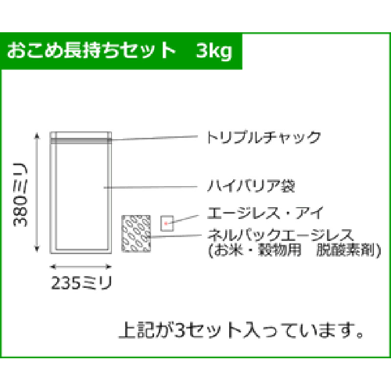 送料無料（一部地域を除く） 30箱 ネルパック おこめ長持ちセット 3kg 3セット×30箱 一色本店 ハオ 代引不可 tonna.com