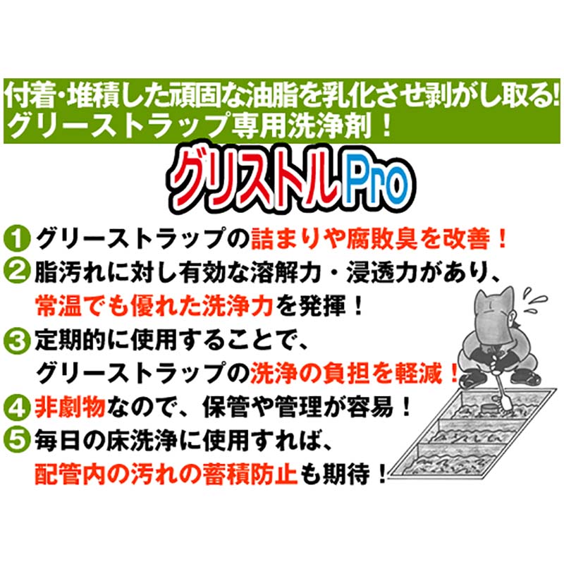 予約販売品】 グリストルPro 20kg グリーストラップ専用洗浄剤 有希化学洗浄剤 フT 代引不可 cmdb.md