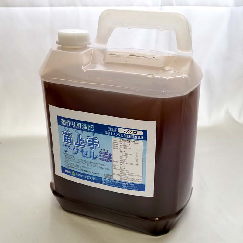 【4/30までエントリーで最大100%Pバック】苗上手 アクセルA 液 4.2L 徳用 液状複合肥料 有機酸配合 生育促進資材 肥料 農業 ミズホ 丸TD