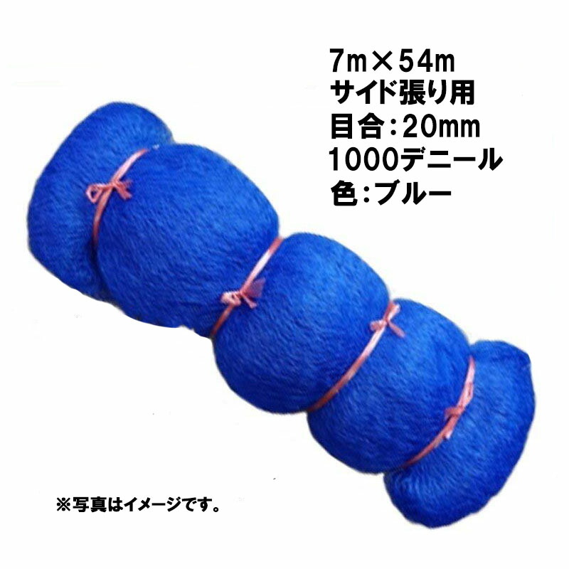 【4/30までエントリーで最大100%Pバック】3本 国産 防鳥網 7m×54m サイド張り用 20mm 目合 1000デニール ブルー 防鳥ネット 小商 北海道不可 代引不可