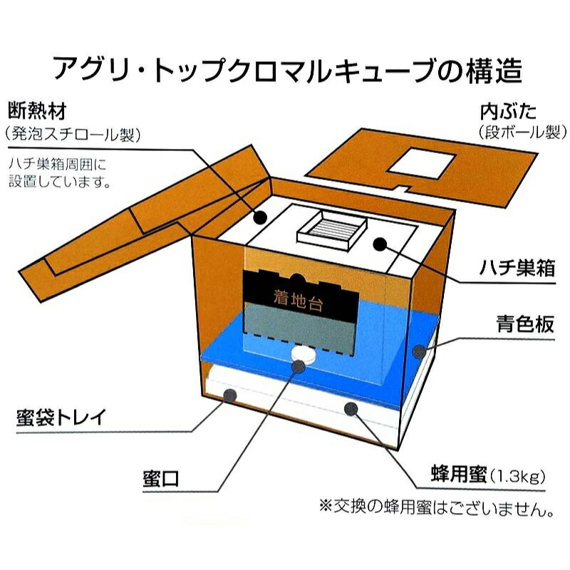 クロマルキューブ受粉用蜂ハチ30頭以上乾燥花粉付巣箱セットアグリセクトタ種代引不可北海道不可要着日指定時間指定不可