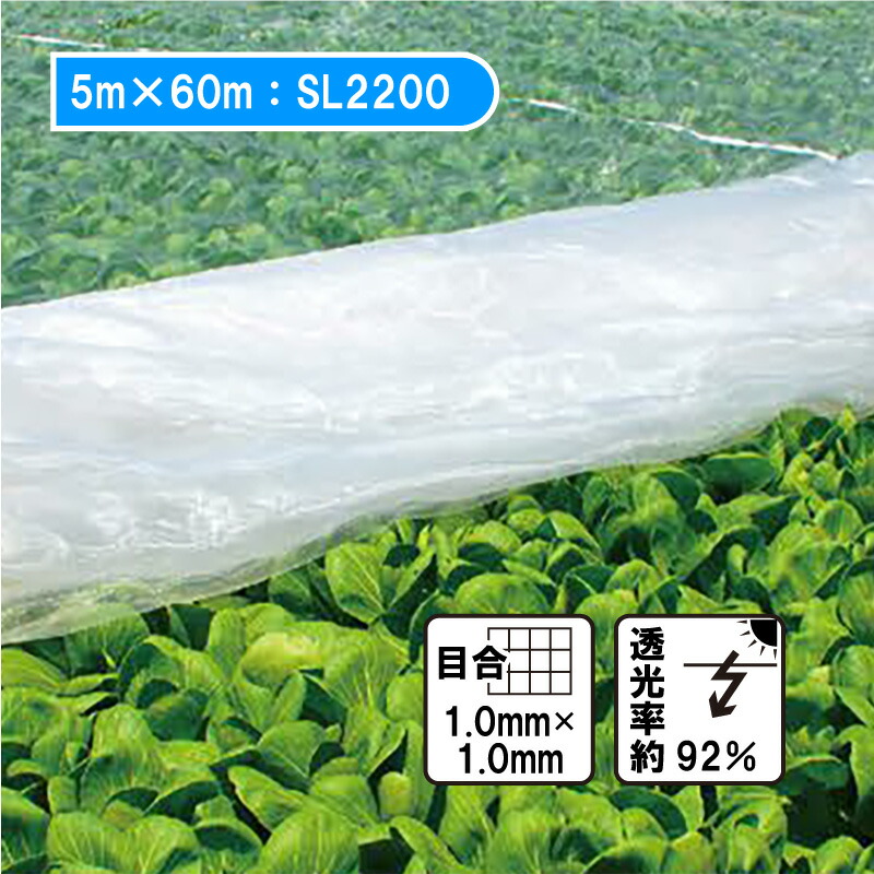 【4/30までエントリーで最大100%Pバック】5m×60m ベタ掛け 防虫サンサンネット ソフライト SL2200 台風対策 ゲリラ豪雨対策 防虫 防鳥 日本ワイドクロス カ施 個人宅配送不可 代引不可