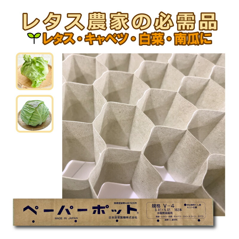 【4/30までエントリーで最大100%Pバック】ペーパーポット V-4 200冊 (個) 162鉢 生分解性 紙筒 播種 種まき 育苗 苗 レタス キャベツ 白菜 南瓜 野菜 ニッテン タS 個人宅配送不可 代引不可