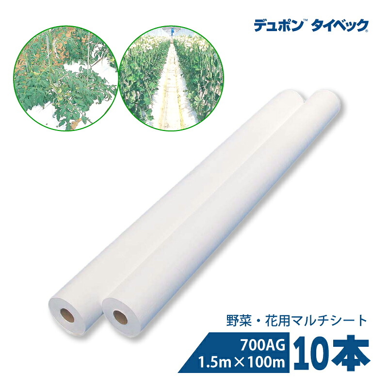 【4/30までエントリーで最大100%Pバック】10本 タイベック マルチ 700AG 1.5m×100m 白 農業用マルチ 野菜 フルーツ 花卉 遮熱性 通気性 透湿性 アザミウマ対策 農業資材 カ施 個人宅配送不可 代引不可