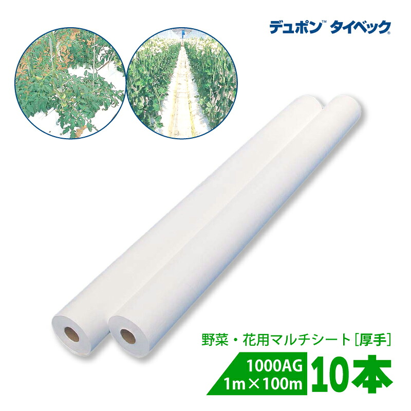 【4/30までエントリーで最大100%Pバック】10本 タイベック マルチ 1000AG (厚手) 1m×100m 白 農業用 野菜 フルーツ 花卉 遮熱性 通気性 透湿性 アザミウマ対策 農業資材 カ施 個人宅配送不可 代引不可