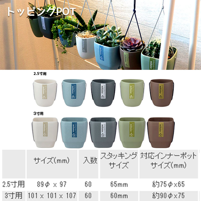 個人宅配送不可120個トッピングPOT2.5寸用ダークグレーアップルウェア—apple直径89×97インナーポットおしゃれ黒鉢ポットタ種送料無料代引不可