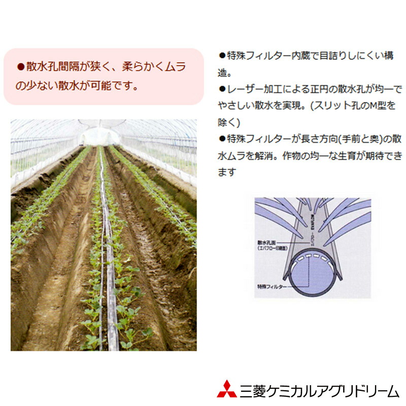 2個 灌水チューブ キリコ R型 100m 三菱ケミカルアグリドリーム 潅水 噴霧 根元散水 水やり 農業 畑 サT 個人宅配送 -  minimilks.com