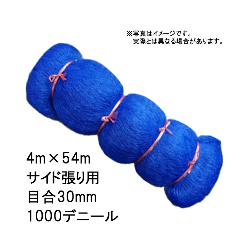 8本 国産 防鳥網 4m×54m サイド張り用 30mm 目合 1000デニール ブルー 防鳥ネット 小商 北海道不可 代引不可