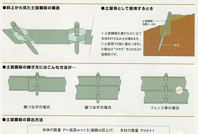 土留鋼板 とまるくん 支柱と鋼製キャップのみ 10本組 個人宅・現場入