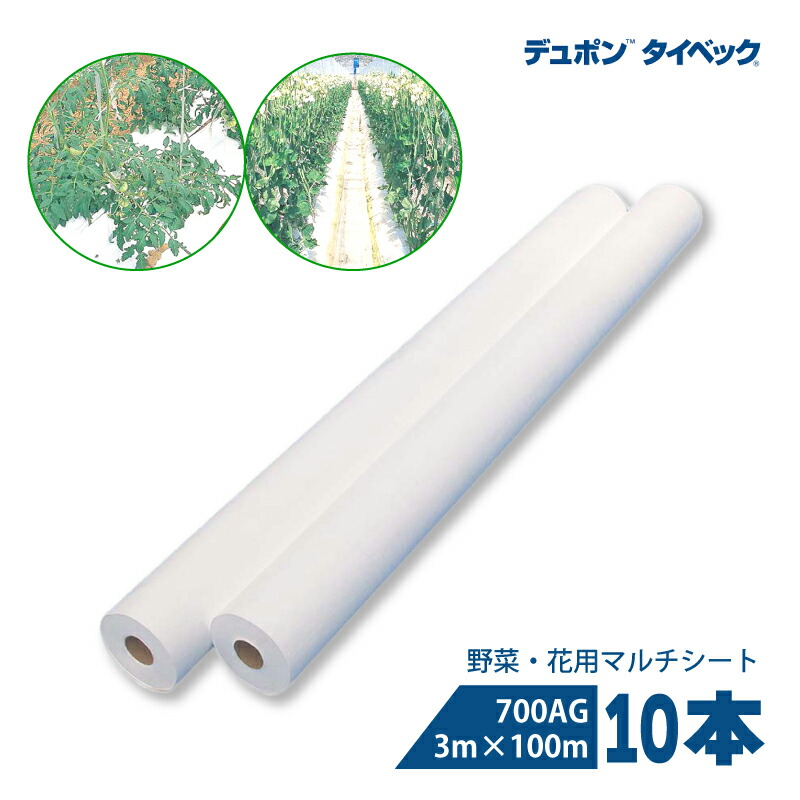 10本 タイベック マルチ 700AG 3.0m×100m 白 農業用マルチ 野菜 フルーツ 花卉 遮熱性 通気性 透湿性 アザミウマ対策 農業資材 カ施 個人宅配送不可 代引不可 290,090円