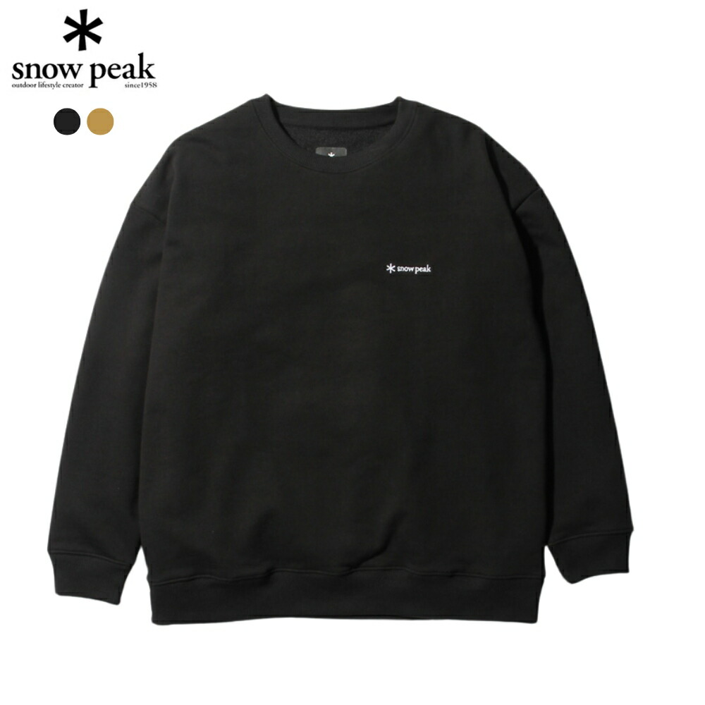 スノーピーク　ユニセックス 黒 スウェット トレーナー snow peak スノーピーク リサイクルコットンスウェットクルー