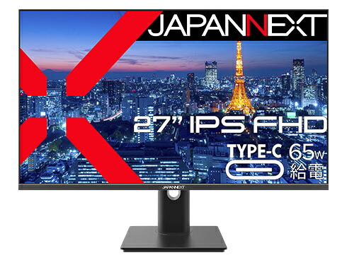 JAPANNEXT JN-IPS27FHDR-C65W-HSP 液晶見せびらかす 27型/ 1920×1080/ HDMI×1、DP×1、USB-C×1/ 黒いこと/ 金棒引き有/ 2年言いはなつ