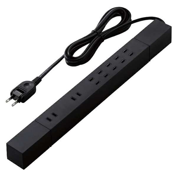 ELECOM T-KF02-2720BK ダブル回転タップ/ マグネット付/ 雷サージ付/ ホコリシャッター付/ 固定＆吊下可能/ 7個口/ 2.0m/ ブラック