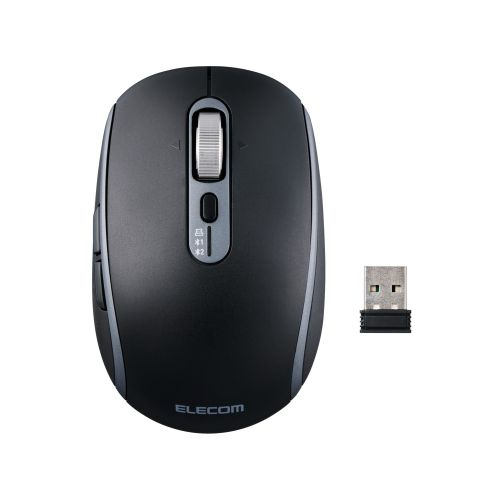 ELECOM M-PN10MBMSBK マウス/ Precisionist/ 無線2.4GHz/ Bluetooth/ マルチペアリング/ 充電式/ Mサイズ/ 静音/ チルトホイール付/ ブラック｜PLUSYU堂