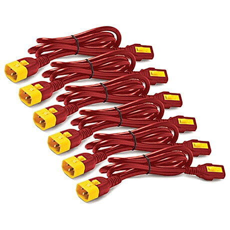 シュナイダーエレクトリック AP8704S-WWX340 Power Cord Kit (6 ea) Locking C13 to C14 1.2m Red｜PLUSYU堂
