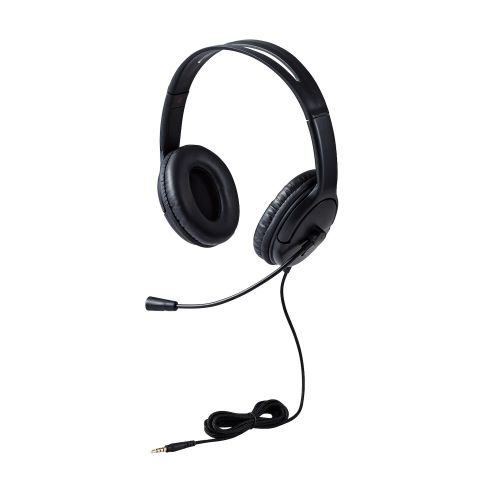 ELECOM HS-HP07STBK 有線ヘッドセット/ 指向性マイク/ ノイズキャンセリング/ 4極/ 大型/ 1.8m/ ブラック