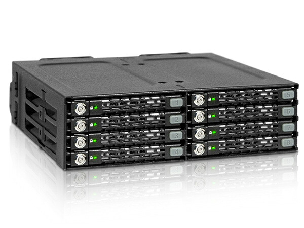 ICY DOCK MB998SK-B ICYDOCK 8x 2.5in SAS/ SATA SSD HDD積み上げる用リムーバブルケース 5.25inベイ大きさ 鍵鍵を掛ける付ひな型