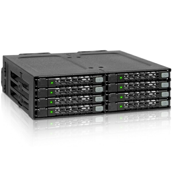ICY DOCK MB998SP-B ICYDOCK 8x 2.5in SAS/ SATA SSD HDD積み上げる用リムーバブルケース 5.25inベイ大きさ