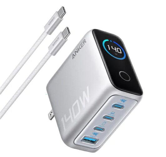 アンカー・ジャパン B2697N41 Anker Charger (140W 4 Ports) with USB-C ＆ USB-C ケーブル シルバー｜PLUSYU堂