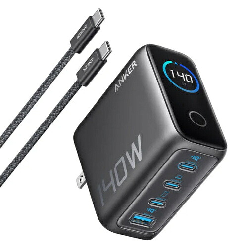アンカー・ジャパン B2697NZ1 Anker Charger (140W 4 Ports) with USB-C & USB-C ケーブル ダークグレー|PLUSYU堂