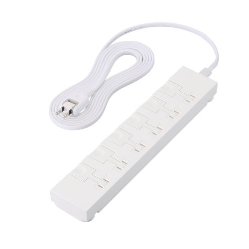 ELECOM T-KF07M-2630WH イージーリリースタップ/ マグネット付き/ 雷サージ付/ ホコリシャッター付/ 6個口/ スイングプラグ/ 3.0m/ ホワイト