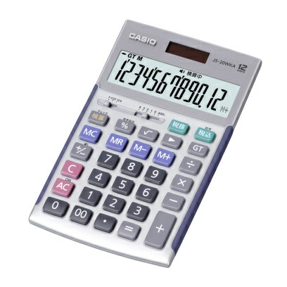 CASIO JS-20WKA-SR-N 実務電卓 12桁 検算 ジャストタイプ シルバー|PLUSYU堂