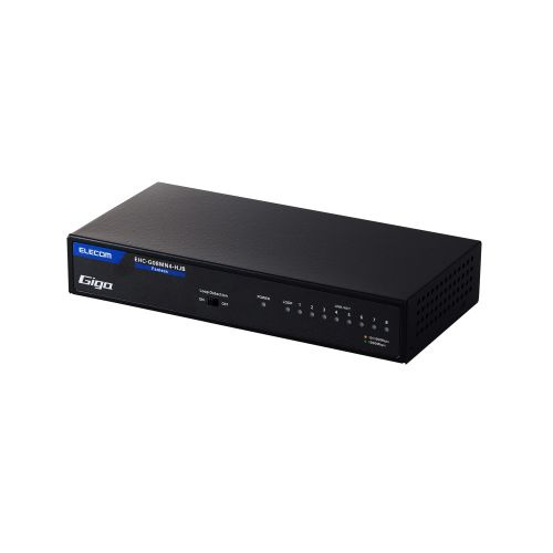 ELECOM EHC-G08MN4-HJB Giga対応スイッチングHub/ 8ポート/ 金属筐体/ 磁石付き/ 電源内蔵モデル/ ブラック