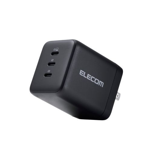 ELECOM ACDC-PD113100BK ノートPC用ACアダプター/ USB充電器/ USB PD/ 100W/ USB-C&times;3/ スイングプラグ/ ブラック｜PLUSYU堂