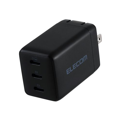 ELECOM ACDC-PD11267BK ノートPC用ACアダプター/ USB充電器/ USB PD/ 67W/ USB-C×3/ スイングプラグ/ ブラック 6,031円