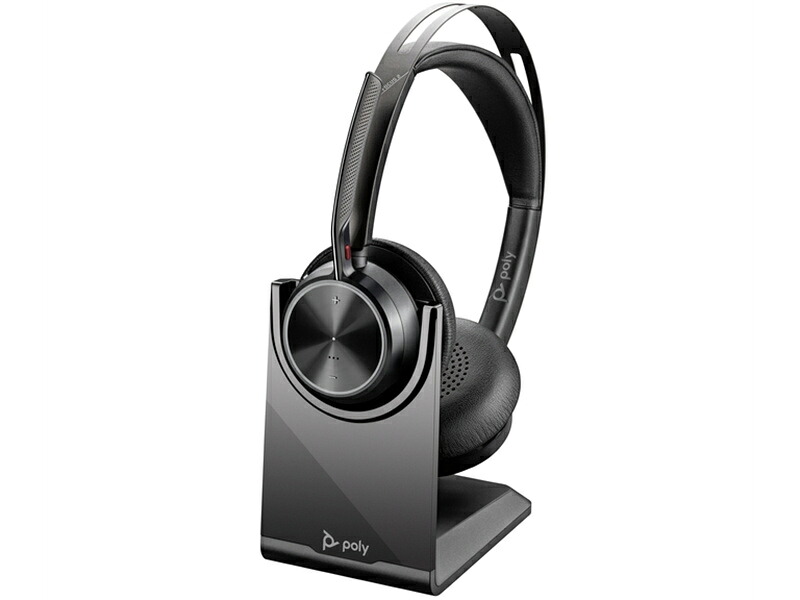 HP 9T9J5AA#AC3 Poly Voyager Focus 2 USB-Cドングル付 +USB-A うつり変わりアダプター付 申し受ける照明ランプ付 両耳 無線電話模範例 ノイズキャンセリングマイク積み上げる