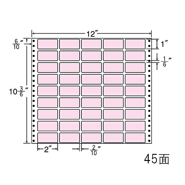 東洋印刷 M12C-PINK タックフォームラベル 12インチ×10 3/ 6インチ 45面付(1ケース500折)|PLUSYU堂