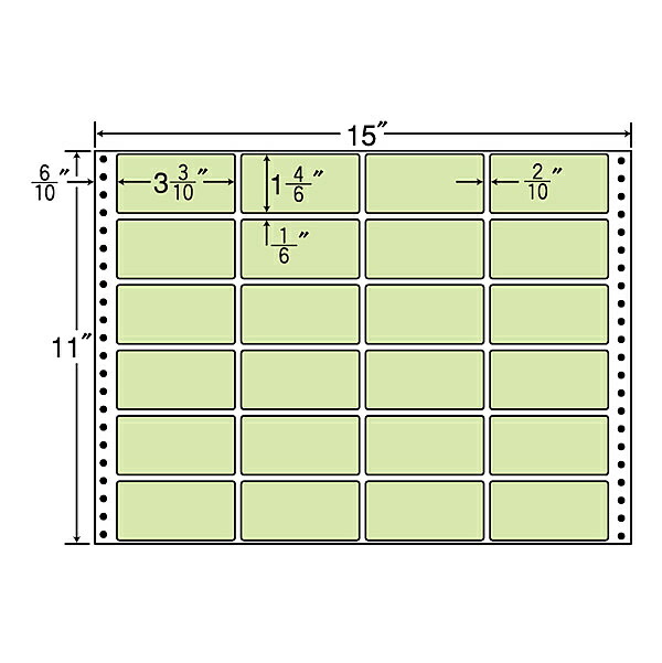 東洋印刷 MT15T-GREEN タックフォームラベル 15インチ×11インチ 24面付(1ケース500折)