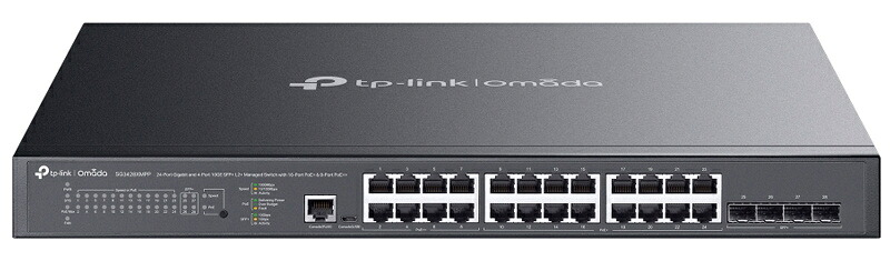 TP-LINK SG3428XMPP(UN) Omada 24ポートギガビット ＆ 4界面 10GE SFP+ L2+マネージスイッチ（PoE+16界面 ＆ PoE++8界面積み上げる）