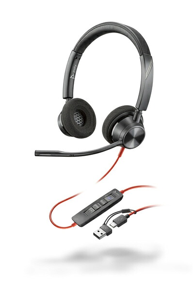 HP 8X220AA Poly Blackwire 3320 USB-C+USB-A 変換アダプタ付 両耳 有線モデル ノイズキャンセリングマイク搭載 Microsoft Teams認定モデル