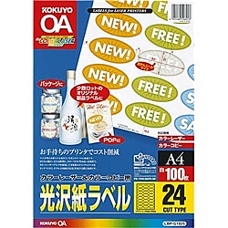 コクヨ LBP-G1925 カラーLBP＆PPC用 光沢紙ラベル A4 24面 100枚