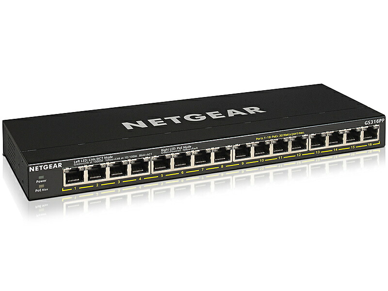 NETGEAR GS316PP-100AJS PoE+対応(183W) ギガビット16ポート アンマネージスイッチ 37,895円