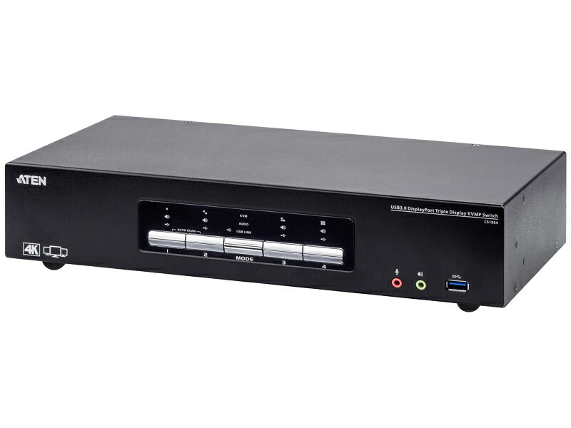 ATEN CS1964 4界面USB 3.0こしき積み上げる 4K相応う DisplayPortトリプル見せびらかすKVMP取り替えっこ
