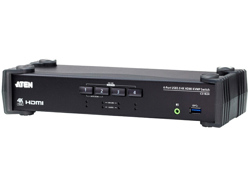 ATEN CS1824 4界面 USB 3.0こしき積み上げる HDMI KVMP取り替えっこ（4K相応う、オーディオミキサーモード積み上げる）