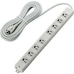 ELECOM T-WRMK3850LG/RS タップ/ 工事用/ 抜け止め/ 3P/ 8個口/ 雷ガード/ マグネット付き/ 5m/ グレー