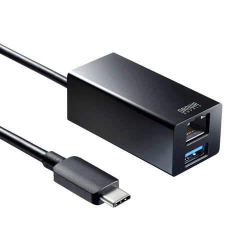 サンワサプライ USB-3TCH33BK USB Type-Cハブ付き ギガビットLANアダプタ|PLUSYU堂